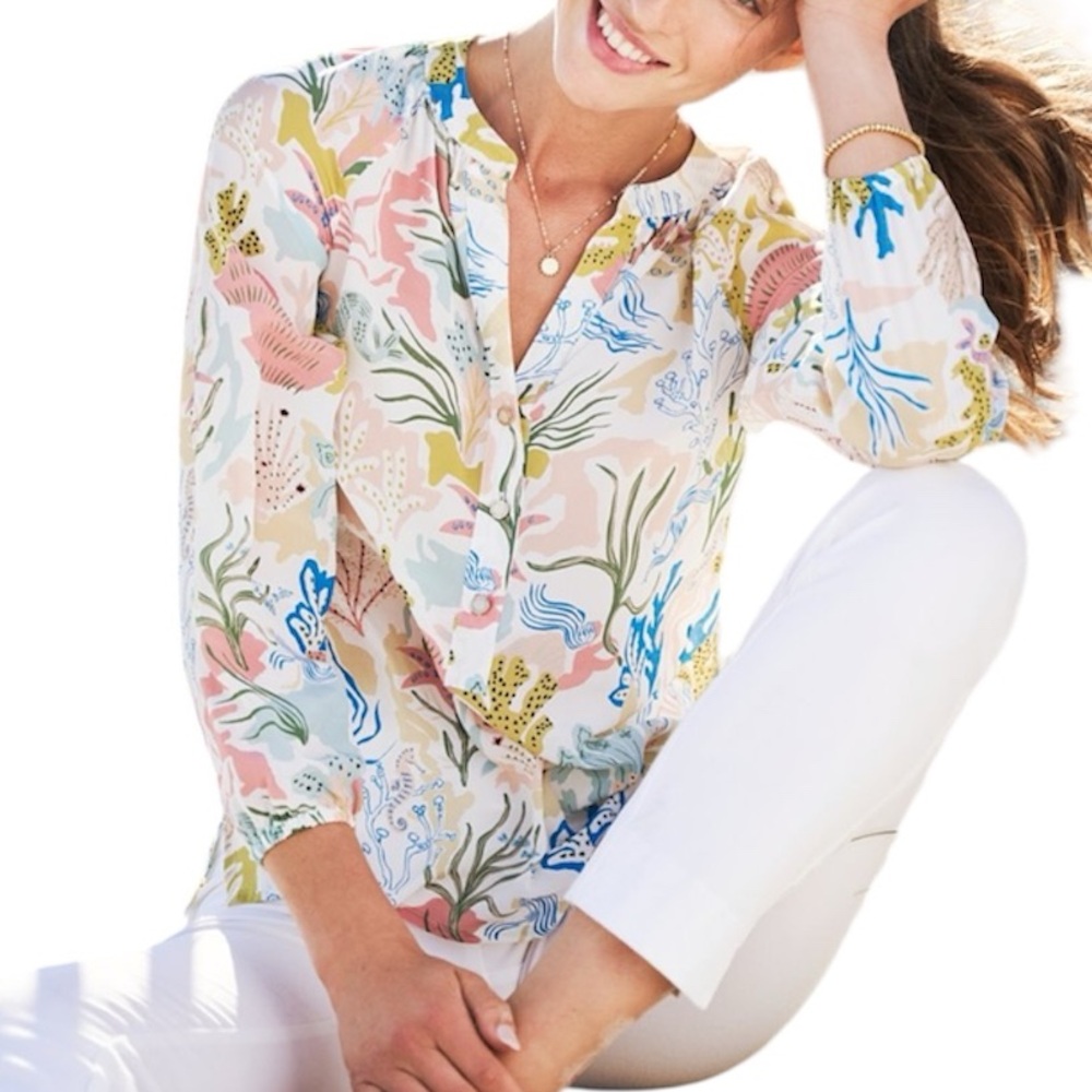 Spartina 449 Multicolor Floral Blouse